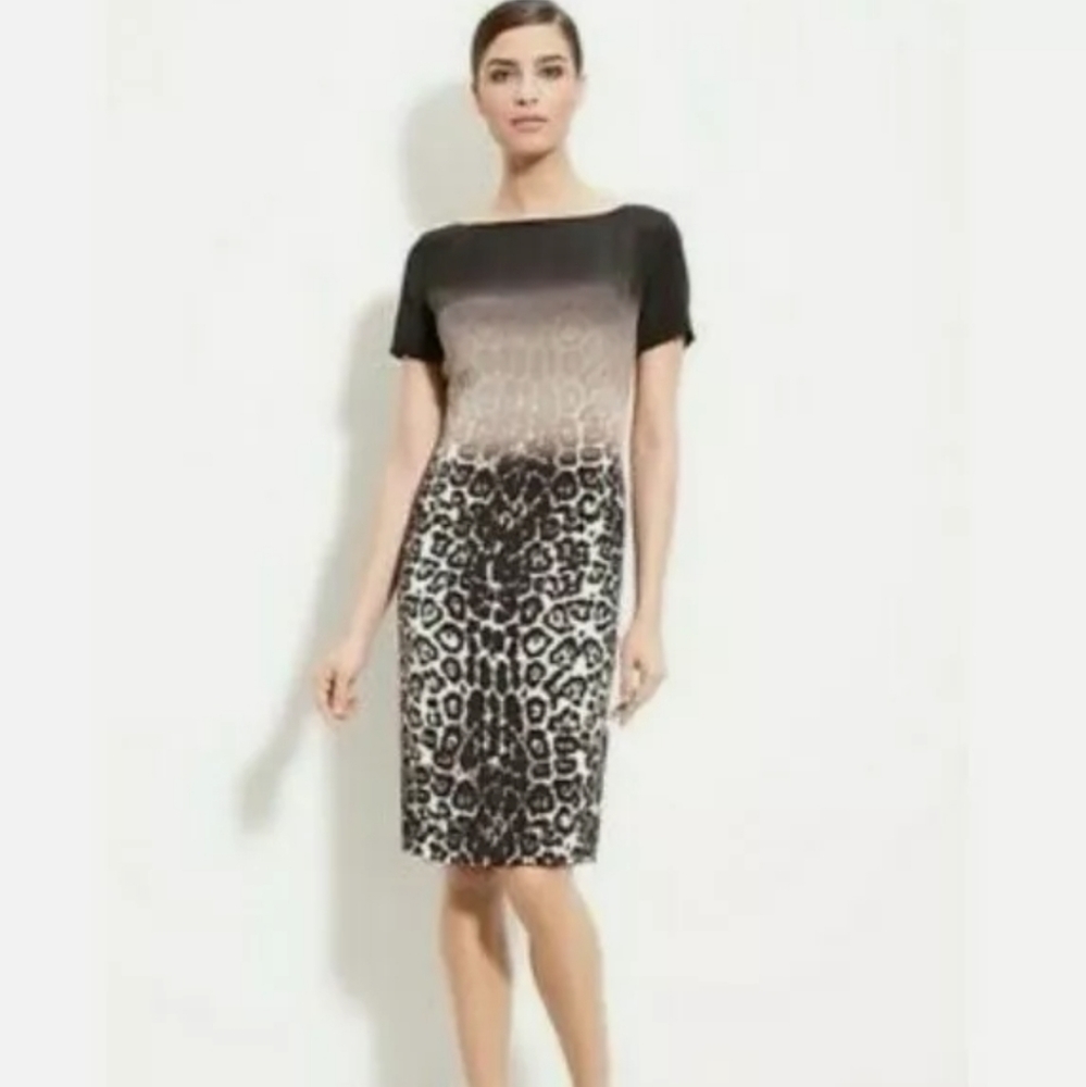 ST JOHN New 100% Silk Caviar Leopard Print Dress